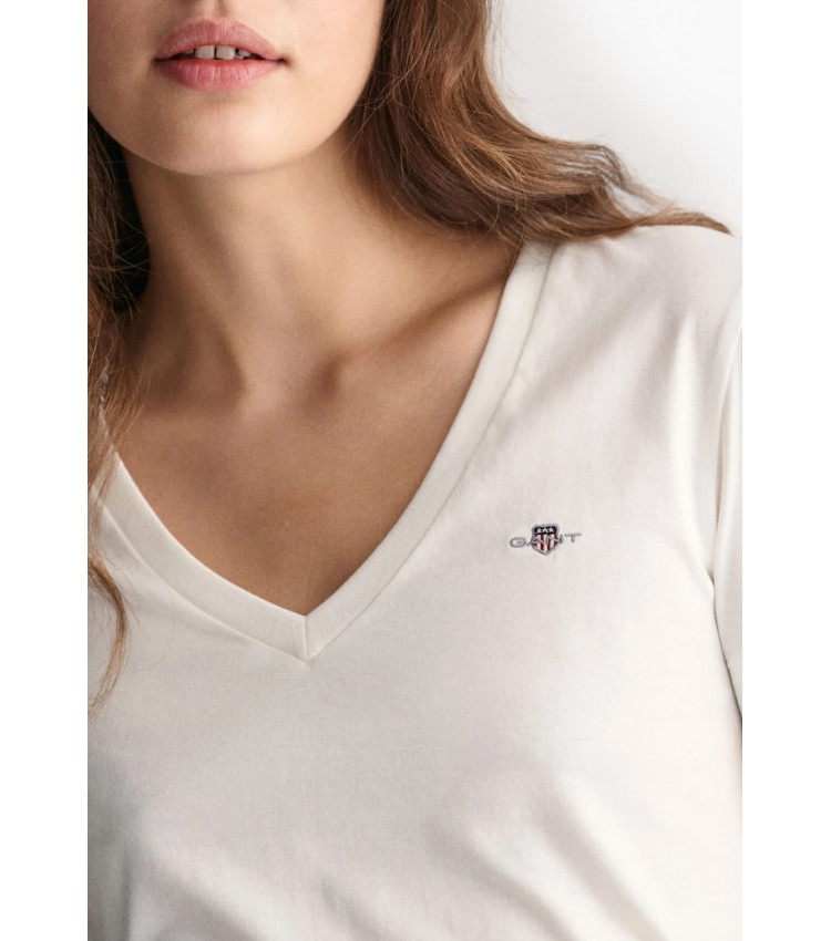 Women T-Shirts - Tops Vn.Shield White Cotton GANT