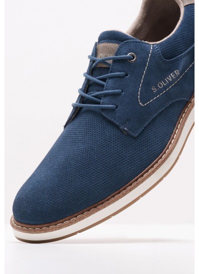 Ανδρικά Παπούτσια Δετά 13200.S Μπλε Δέρμα Καστόρι S.Oliver