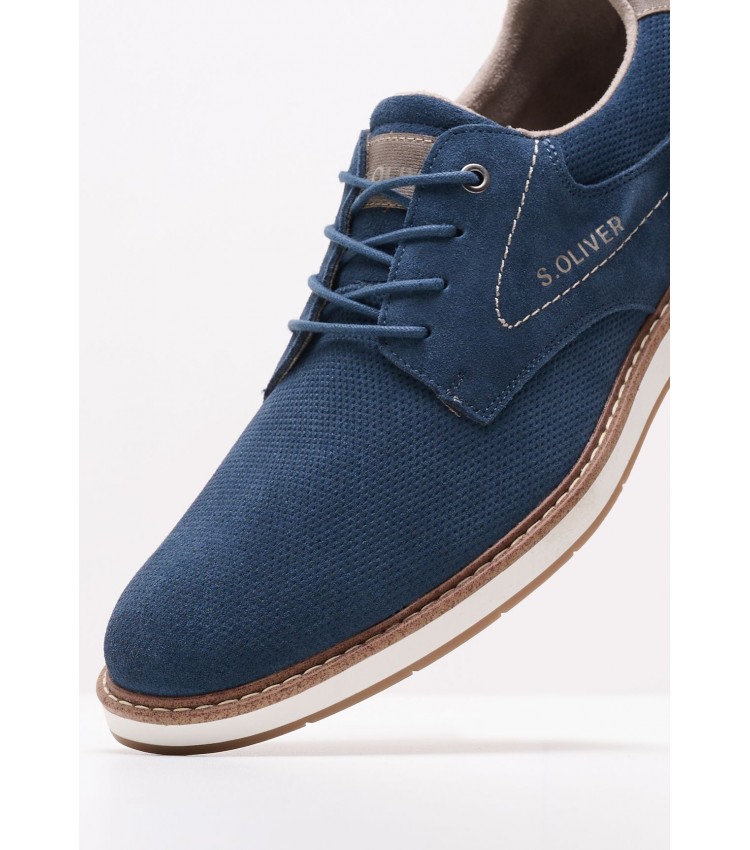 Ανδρικά Παπούτσια Δετά 13200.S Μπλε Δέρμα Καστόρι S.Oliver