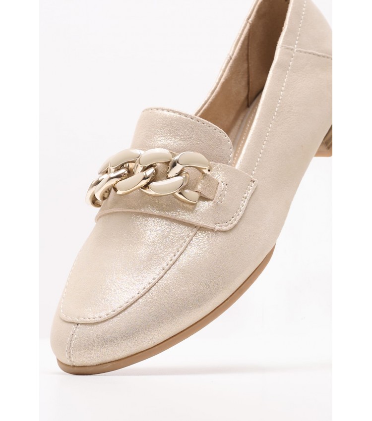 Women Moccasins 24206 Gold Nubuck Leather S.Oliver