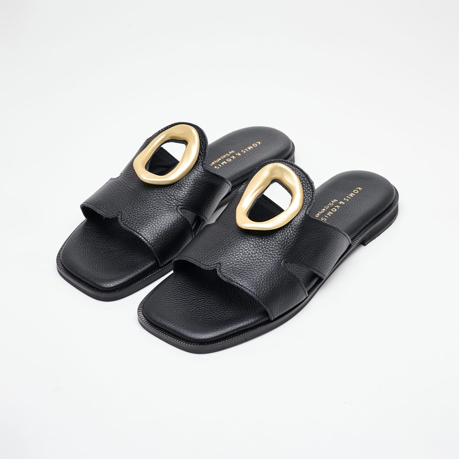 Women Flats B.204 Black Leather Komis and Komis Women Flats B.204 Black Leather Komis and Komis
