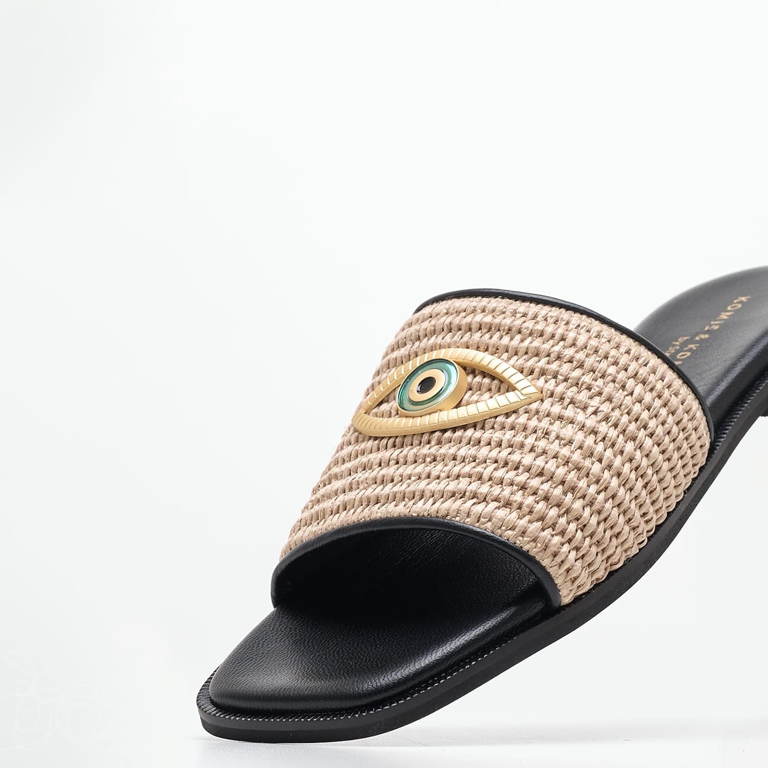 Γυναικεία Flats B.206 Μαύρο Ψάθα Komis and Komis