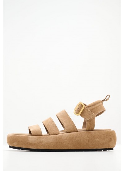 Women Platforms Low B.304 Taupe Buckskin Komis and Komis