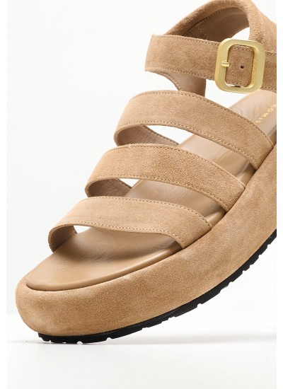 Women Platforms Low B.304 Taupe Buckskin Komis and Komis