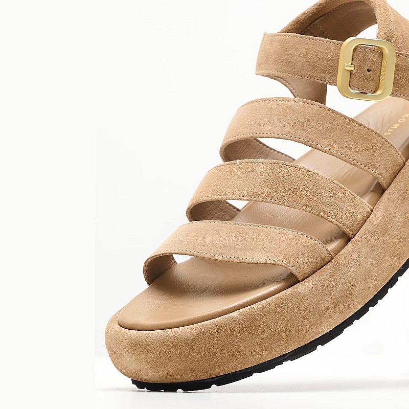 Women Platforms Low B.304 Taupe Buckskin Komis and Komis