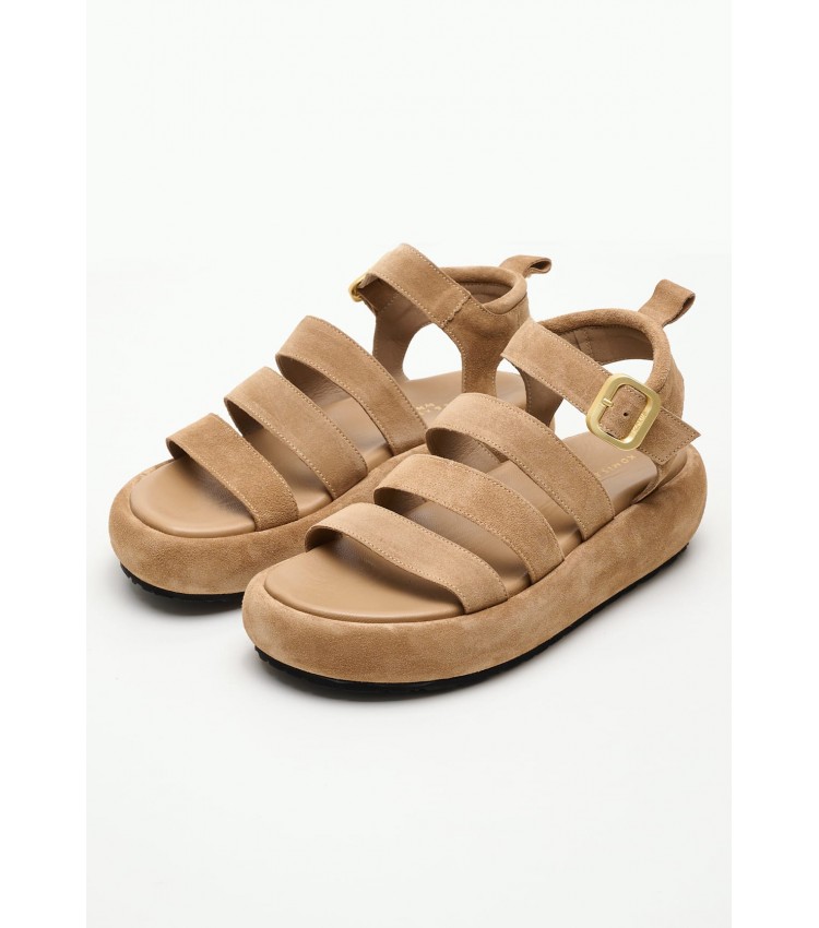 Women Platforms Low B.304 Taupe Buckskin Komis and Komis