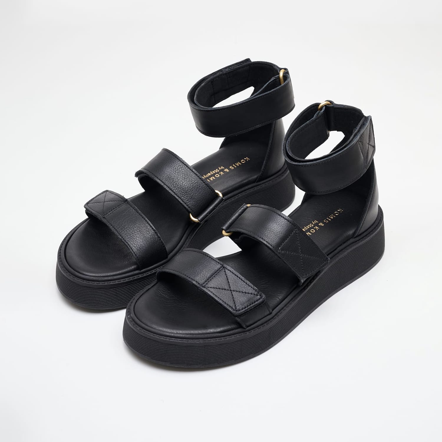 Women Platforms Low B.31 Black Leather Komis and Komis Women Platforms Low B.31 Black Leather Komis and Komis