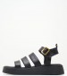 Women Platforms Low B.33 Black Leather Komis and Komis