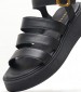 Women Platforms Low B.33 Black Leather Komis and Komis