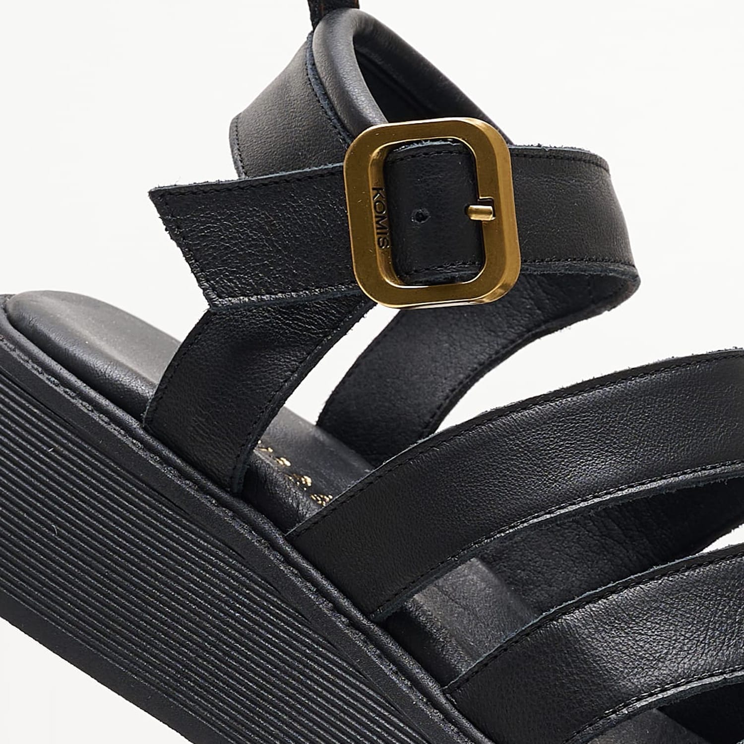 Women Platforms Low B.33 Black Leather Komis and Komis Women Platforms Low B.33 Black Leather Komis and Komis
