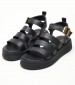 Women Platforms Low B.33 Black Leather Komis and Komis