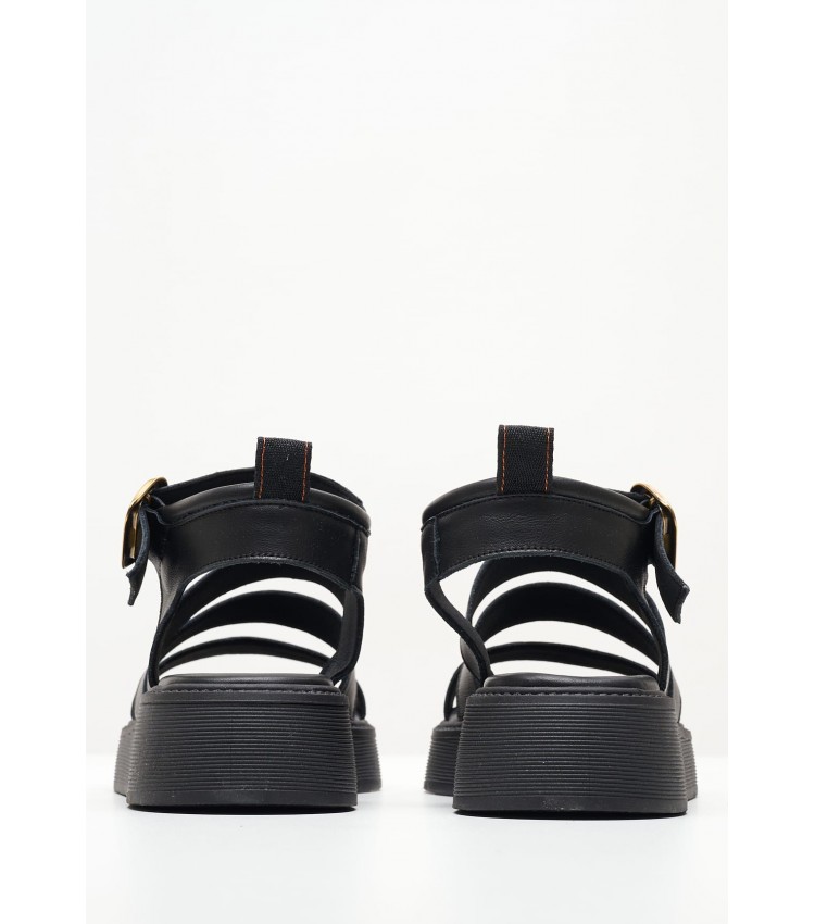 Women Platforms Low B.33 Black Leather Komis and Komis