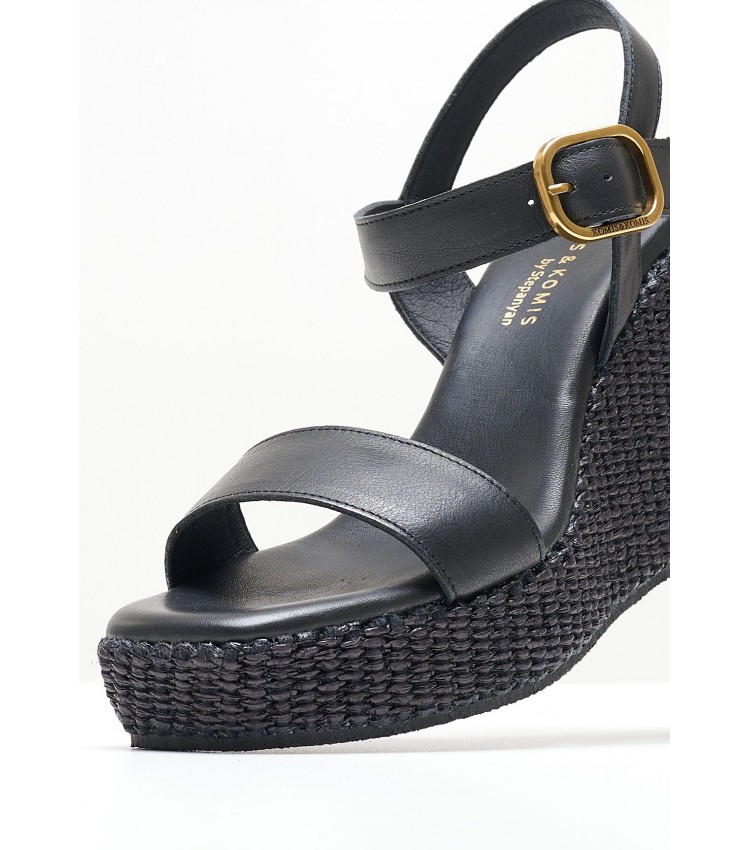 Women Platforms High B.408 Black Leather Komis and Komis