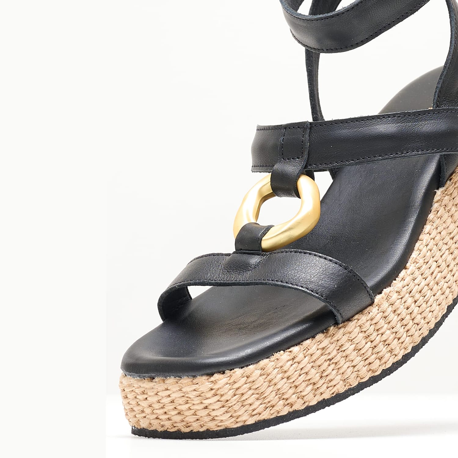Women Platforms Low B.72 Black Leather Komis and Komis