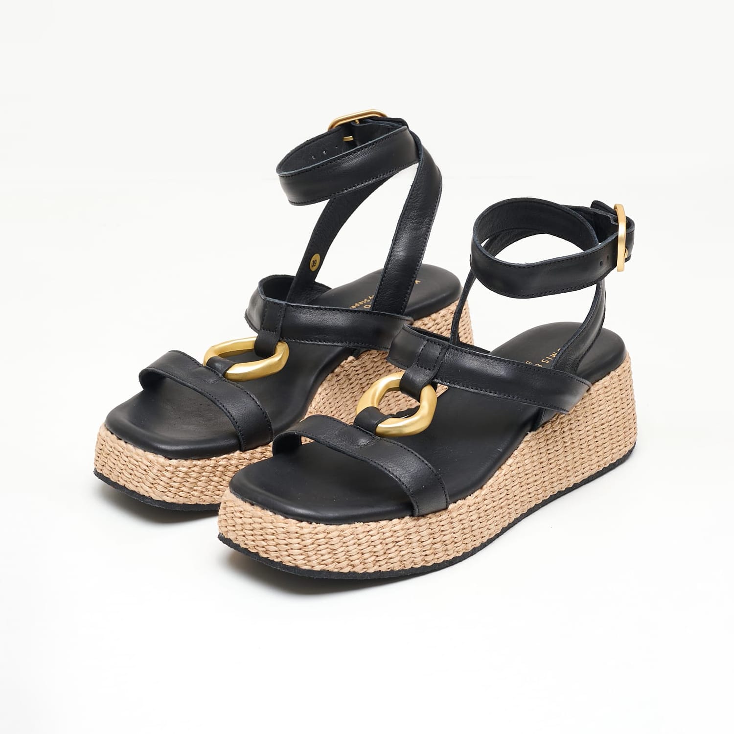 Women Platforms Low B.72 Black Leather Komis and Komis Women Platforms Low B.72 Black Leather Komis and Komis