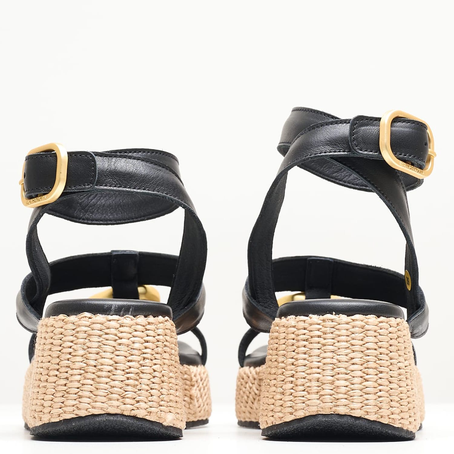 Women Platforms Low B.72 Black Leather Komis and Komis Women Platforms Low B.72 Black Leather Komis and Komis