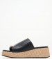 Women Platforms Low B.79 Black Leather Komis and Komis