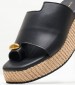 Women Platforms Low B.79 Black Leather Komis and Komis