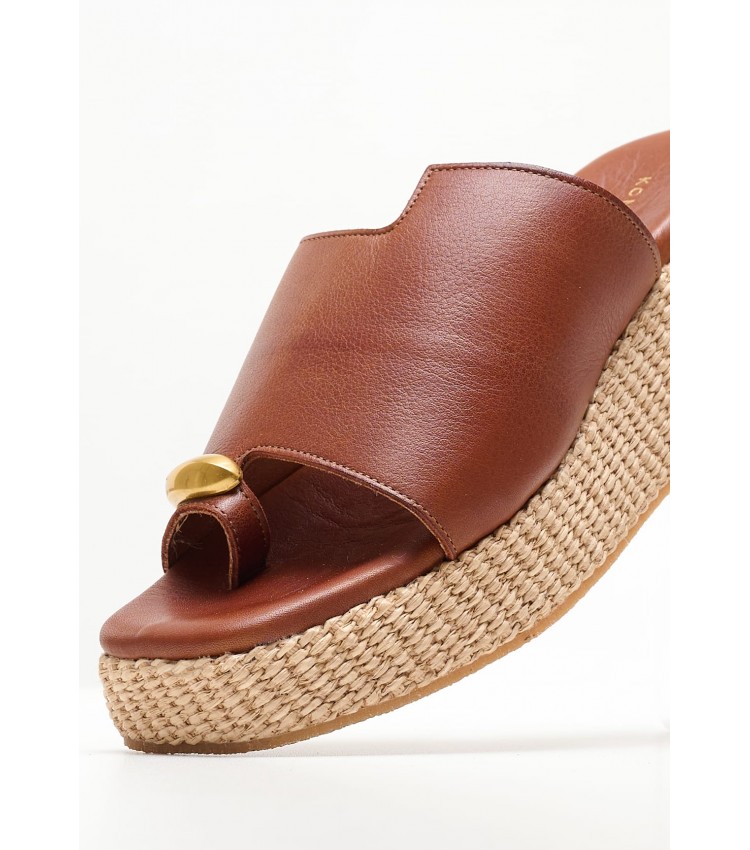 Women Platforms Low B.79 Brown Leather Komis and Komis