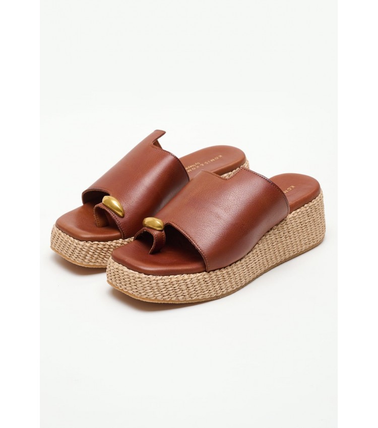 Women Platforms Low B.79 Brown Leather Komis and Komis