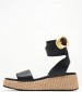 Women Platforms Low B.83 Black Leather Komis and Komis