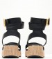 Women Platforms Low B.83 Black Leather Komis and Komis