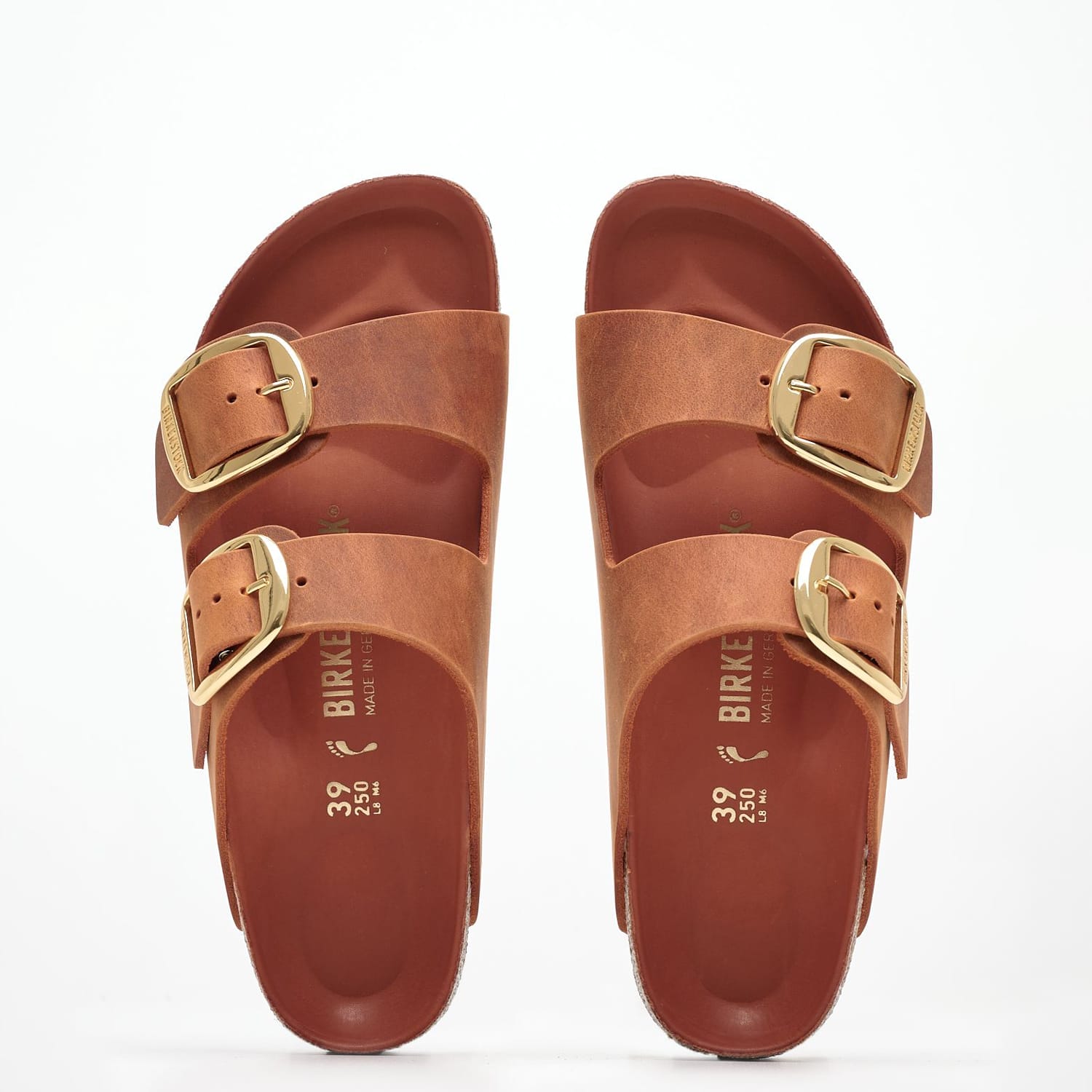 Γυναικεία Flats Arizona.Big Πορτοκαλί Δέρμα Λαδερό Birkenstock