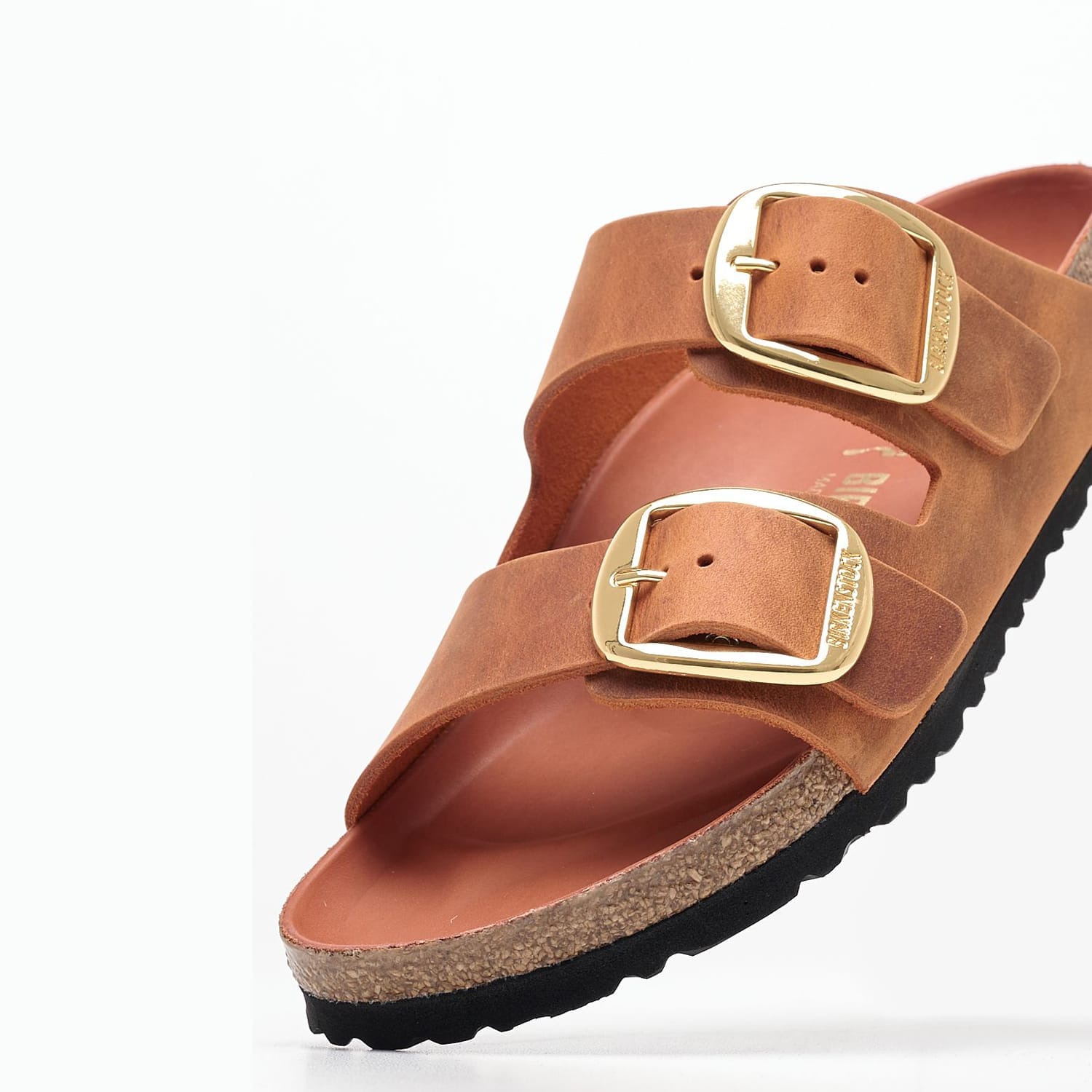 Γυναικεία Flats Arizona.Big Πορτοκαλί Δέρμα Λαδερό Birkenstock