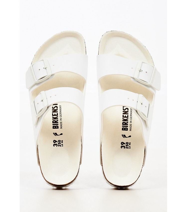 Women Flats Arizona.Bs White ECOleather Birkenstock