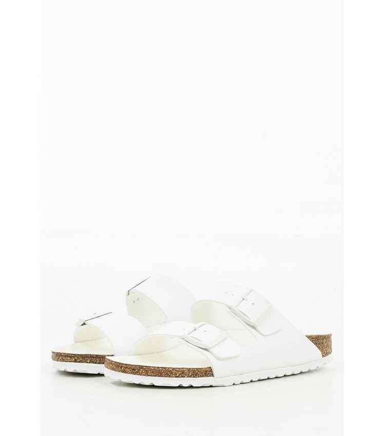 Women Flats Arizona.Bs White ECOleather Birkenstock