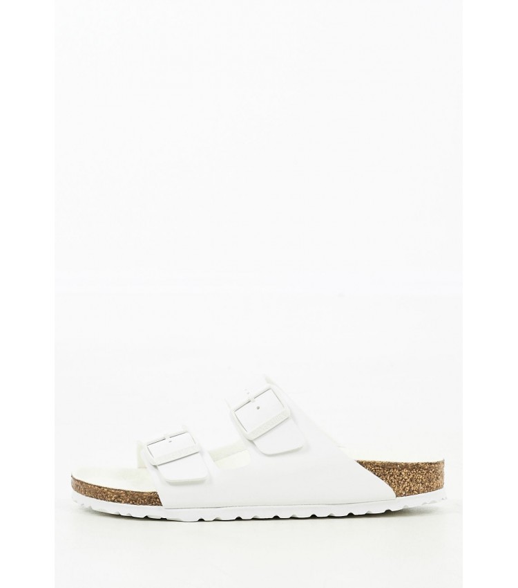 Women Flats Arizona.Bs White ECOleather Birkenstock