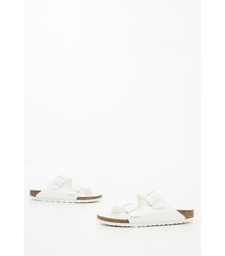 Women Flats Arizona.Bs White ECOleather Birkenstock