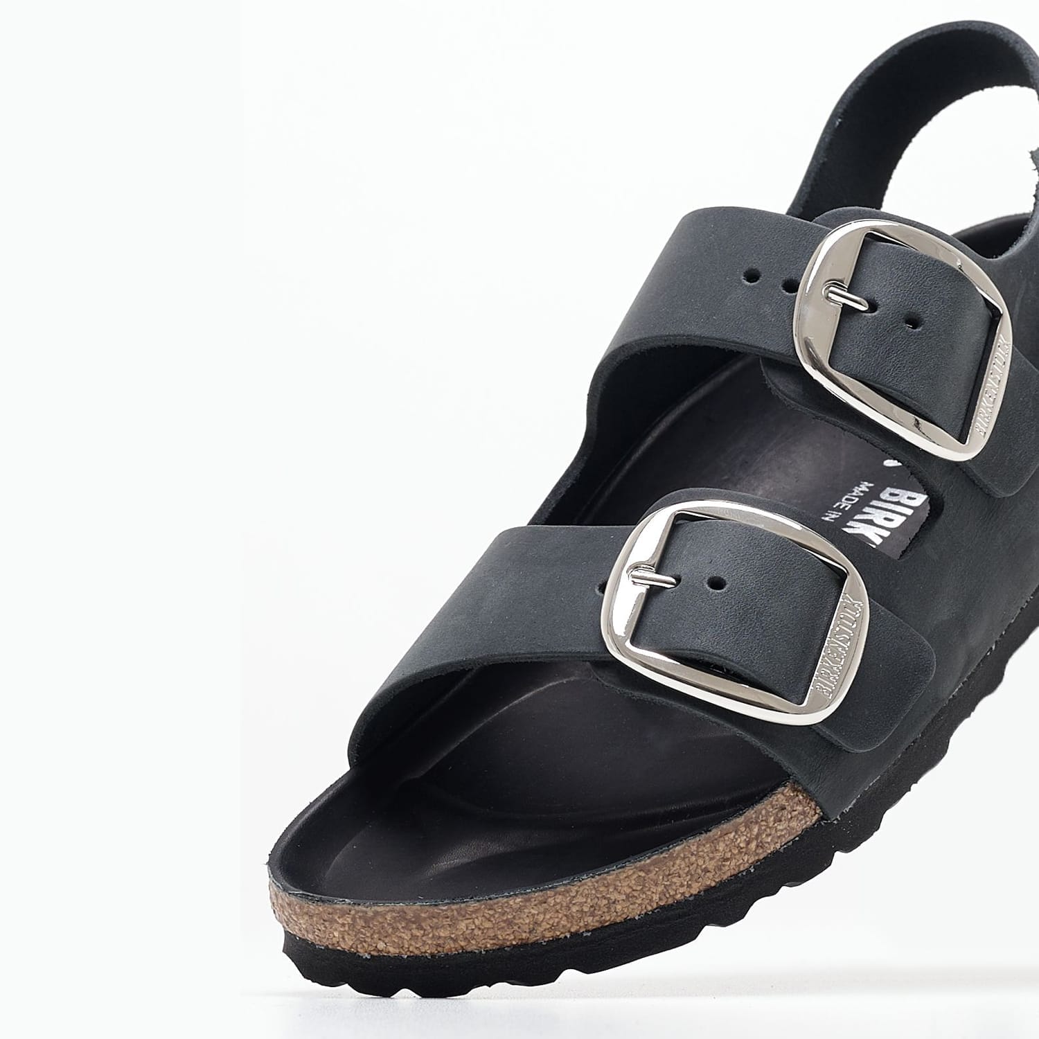 Γυναικεία Flats Buckle.Milano Μαύρο Δέρμα Λαδερό Birkenstock