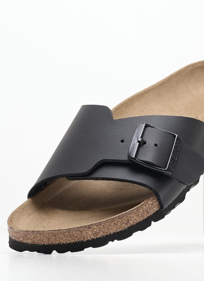 Γυναικεία Flats Gizeh.Big.Buckle Μαύρο Δέρμα Birkenstock
