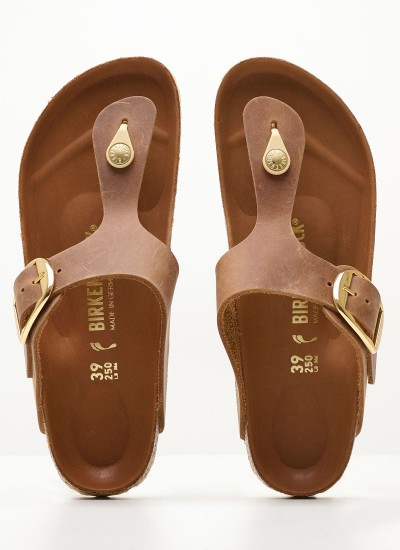 Γυναικεία Flats Gizeh.Bb.Hex Ταμπά Δέρμα Λαδερό Birkenstock