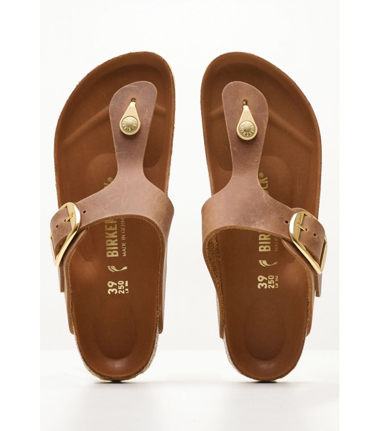 Γυναικεία Flats Gizeh.Bb.Hex Ταμπά Δέρμα Λαδερό Birkenstock