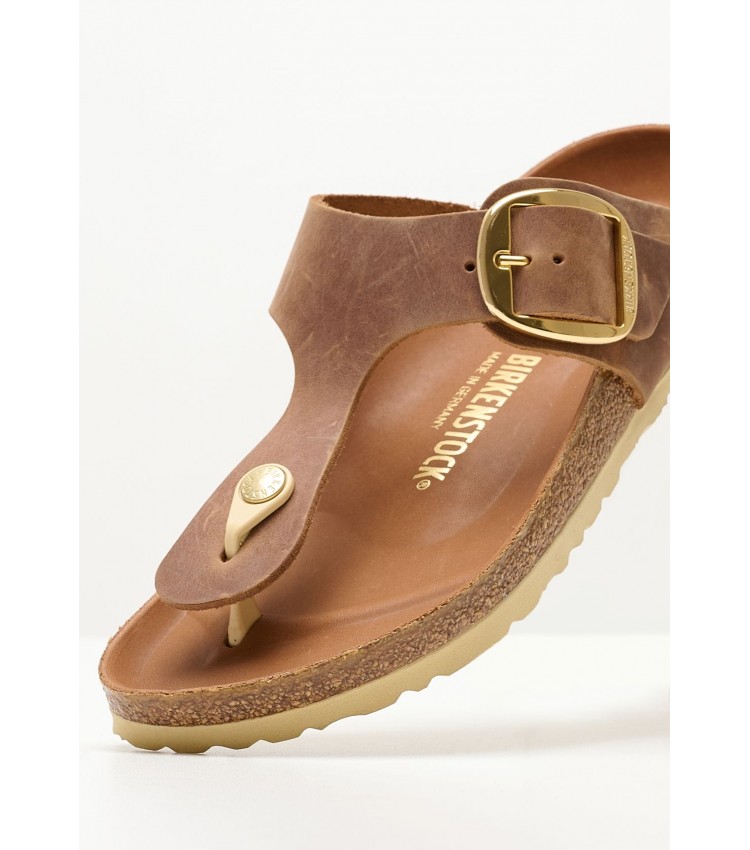 Γυναικεία Flats Gizeh.Bb.Hex Ταμπά Δέρμα Λαδερό Birkenstock