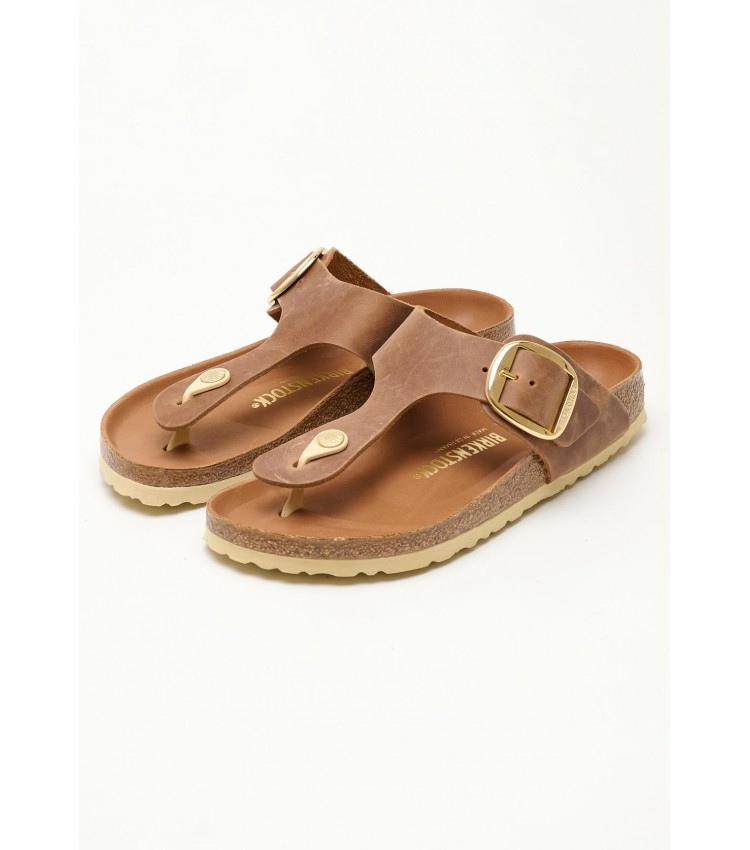 Γυναικεία Flats Gizeh.Bb.Hex Ταμπά Δέρμα Λαδερό Birkenstock