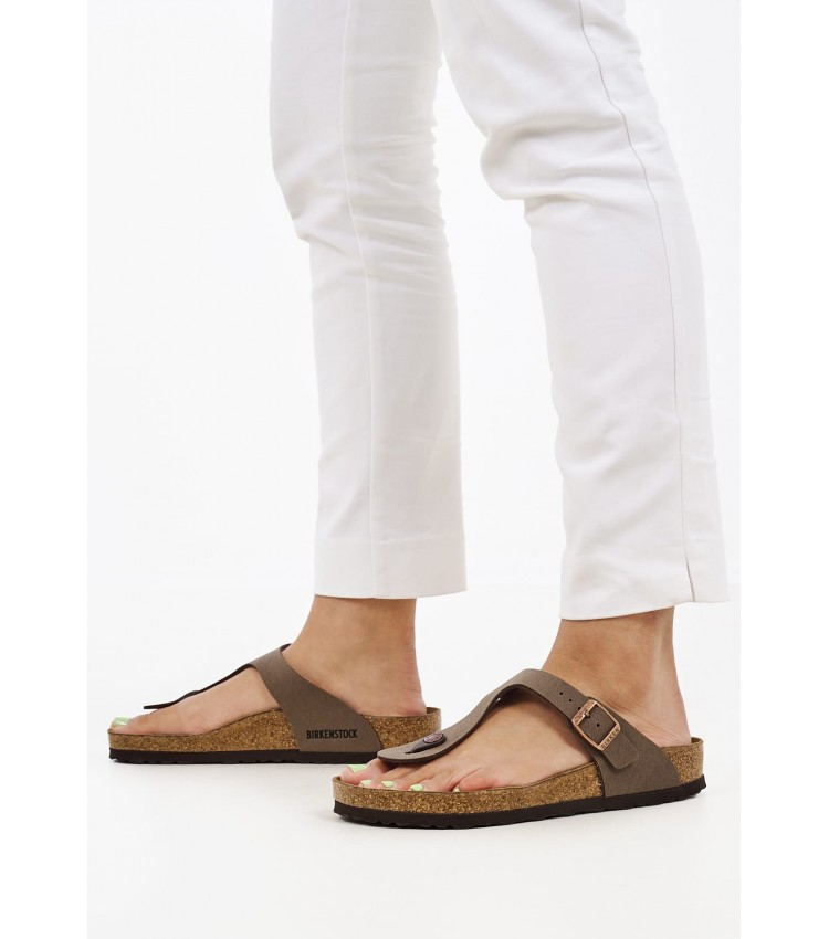 Γυναικεία Flats Gizeh.Bs.Nrw Καφέ ECOleather Birkenstock