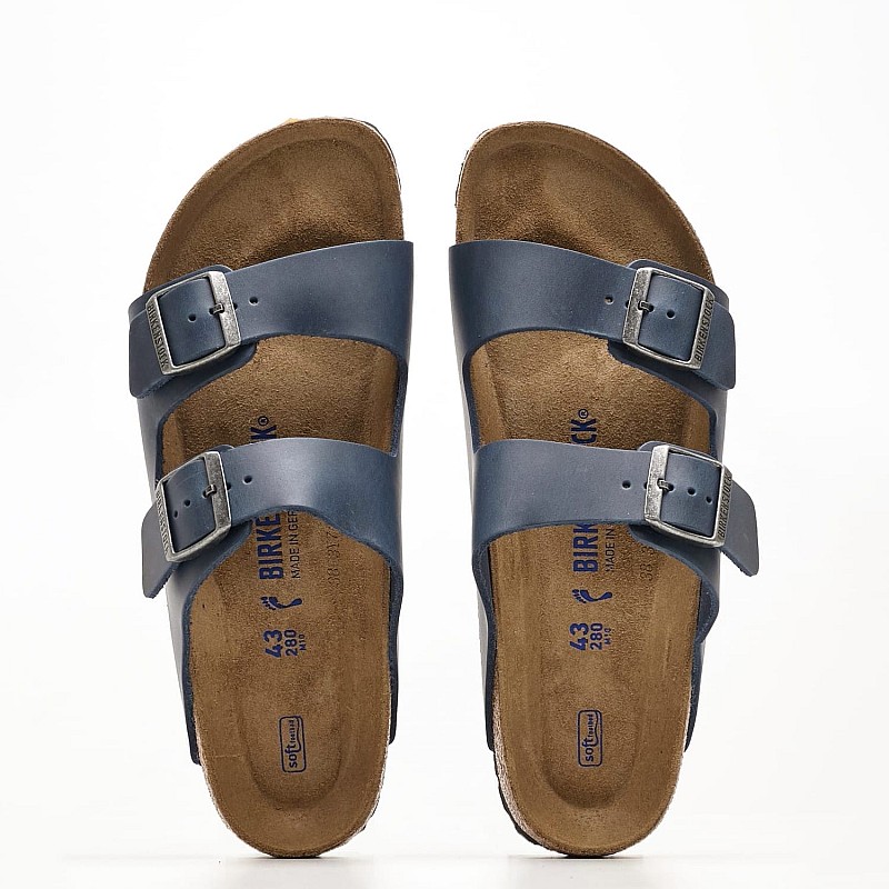 Men Flip Flops & Sandals Leo.Arizona Blue Oily Leather Birkenstock