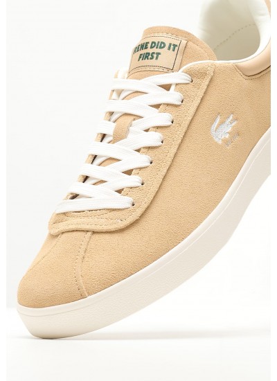 Men Casual Shoes Baseshot.124 Beige Buckskin Lacoste