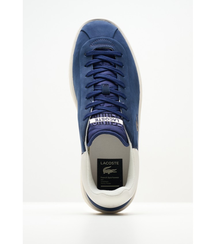 Men Casual Shoes Baseshot Blue Nubuck Leather Lacoste