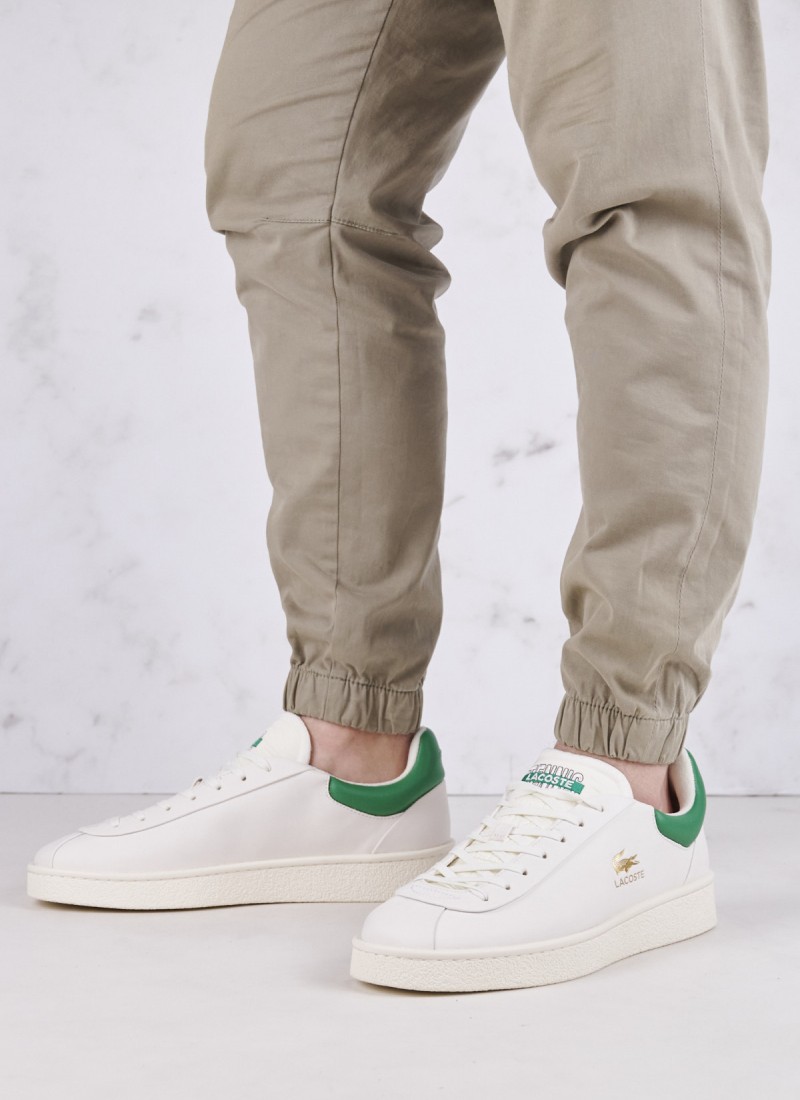 Men Casual Shoes from the Lacoste brand Baseshot White Nubuck Leather mortoglou.gr eshop