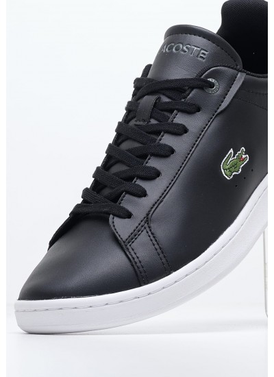 Men Casual Shoes Carnaby.Bw Black Leather Lacoste