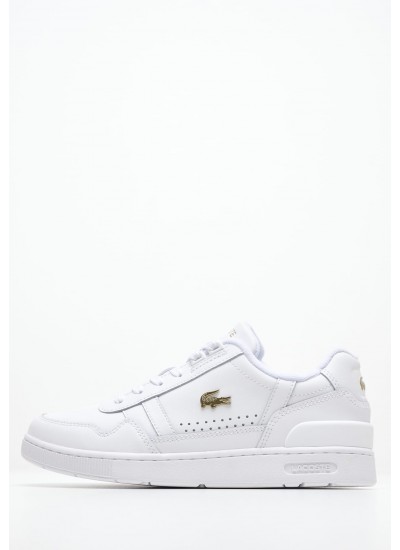 Women Casual Shoes Clip.Sfa White Leather Lacoste