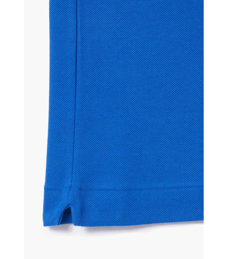 Men T-Shirts L1212 Blue Cotton Lacoste