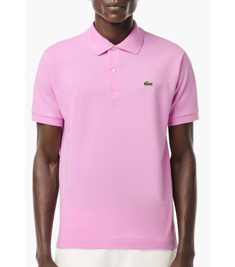 Men T-Shirts L1212 Pink Cotton Lacoste