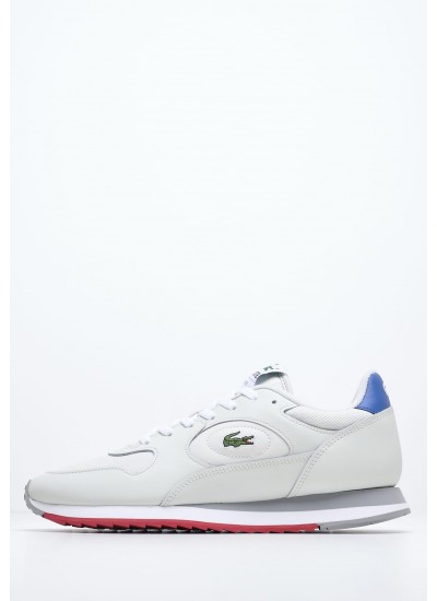 Ανδρικά Παπούτσια Casual Linetrack Άσπρο Δέρμα Lacoste