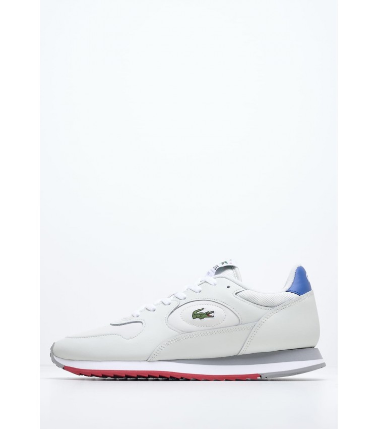 Ανδρικά Παπούτσια Casual Linetrack Άσπρο Δέρμα Lacoste