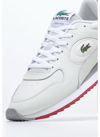 Men Casual Shoes Linetrack White Leather Lacoste